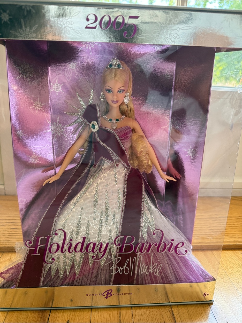 NIB Barbie Purple and White Holiday Gown Collector Doll Bob Mackie